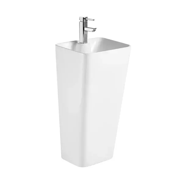Lavoar stativ Fluminia Porthos, 36x43x83 cm, back to wall, garantie 2 ani, alb