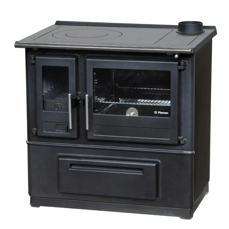 Soba de gatit SL85 Negru cu plita si cuptor - 8kW - racord dreapta