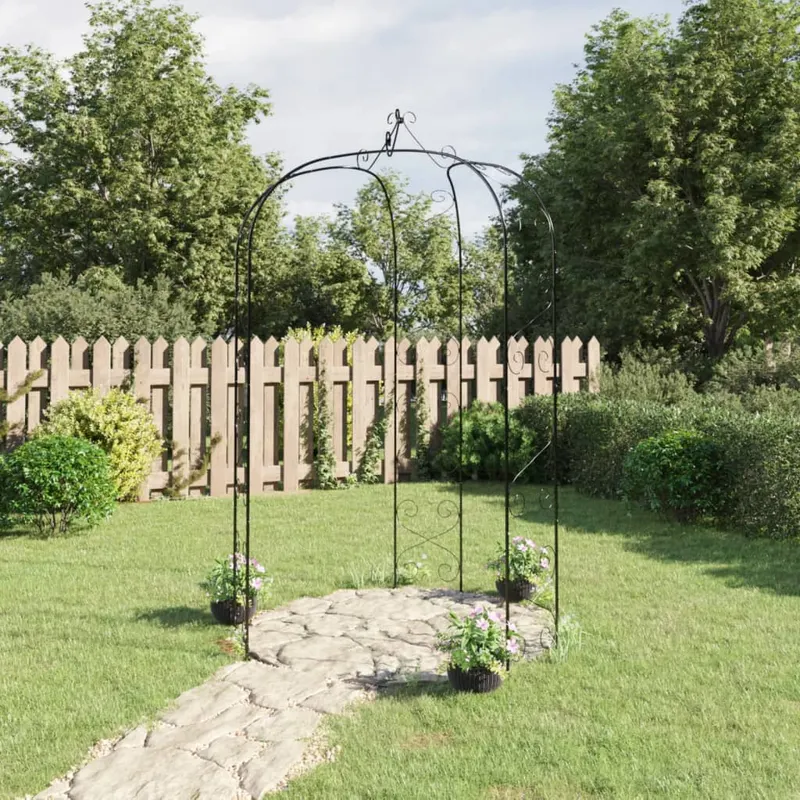 arcada de gradina, negru, Ø180x255 cm, otel