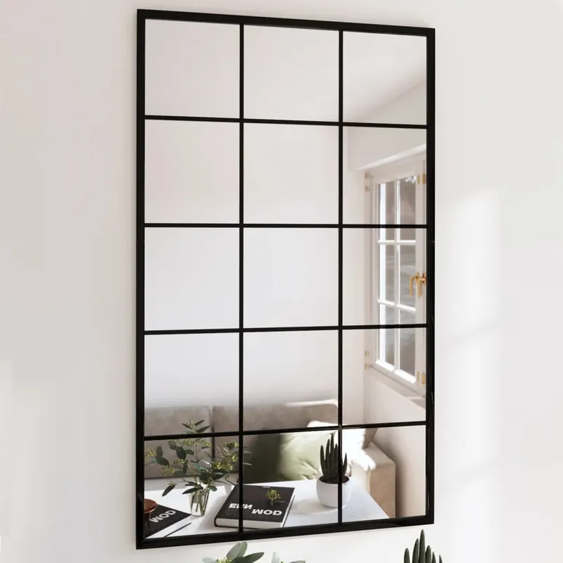 oglinzi de perete, 4 buc., negru, 100x60 cm, metal