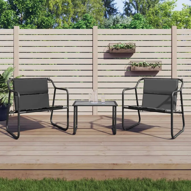 set mobilier de gradina, cu perne, antracit, 3 piese, otel