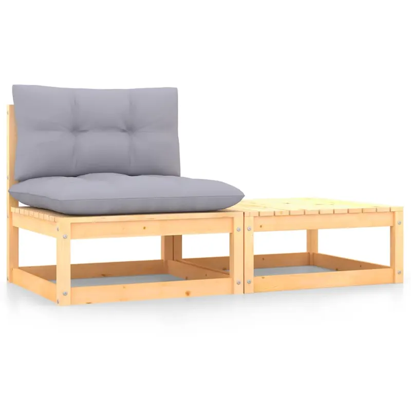 set mobilier gradina cu perne, 2 piese, lemn masiv de pin