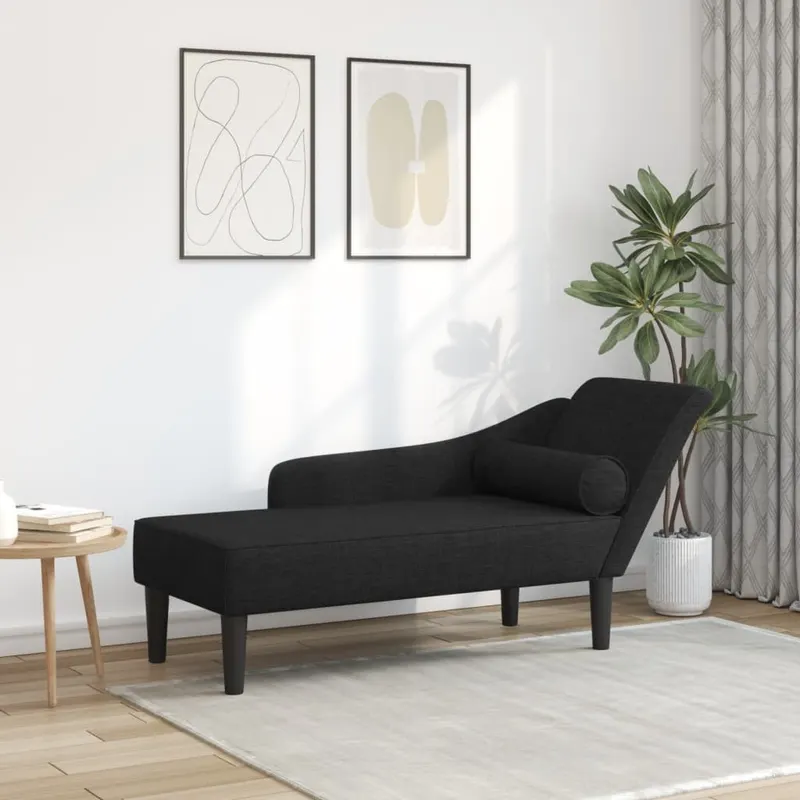 sezlong cu perne, negru, material textil
