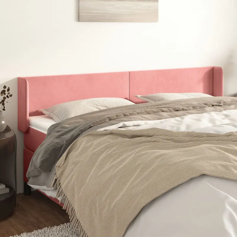 Tablie de pat cu aripioare roz 203x16x78/88 cm catifea