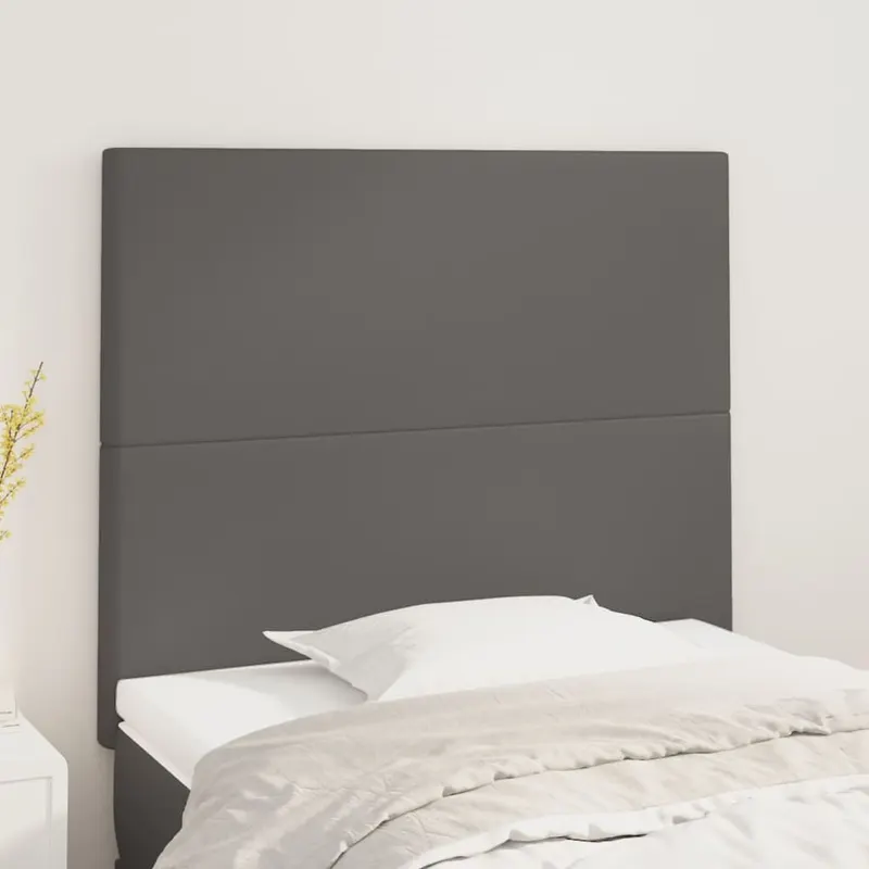 tablii de pat, 2 buc, gri, 80x5x78/88 cm, piele ecologica