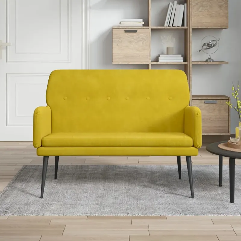 banca, galben, 108x79x79 cm, catifea