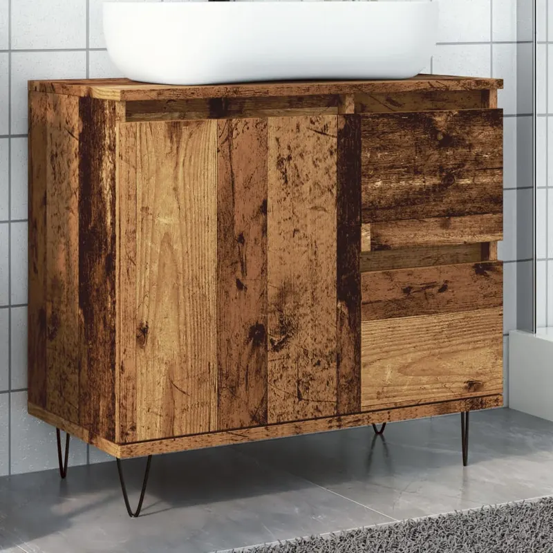 dulap chiuveta baie, lemn vechi, 65x33x60 cm, lemn prelucrat