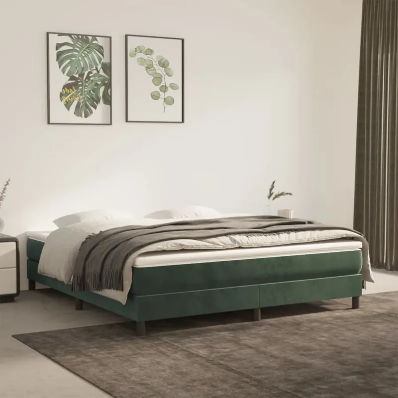saltea de pat cu arcuri, verde inchis, 180x200x20 cm, catifea
