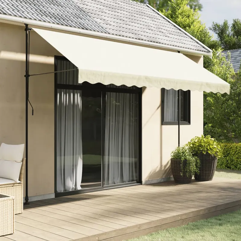 copertina retractabila, crem, 350x150 cm, tesatura si otel