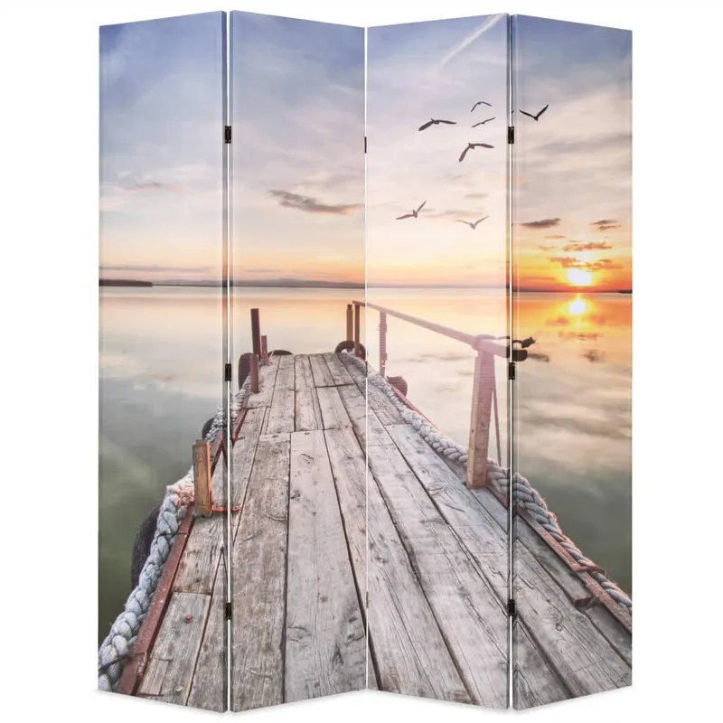 paravan de camera pliabil, 160 x 170 cm, imprimeu lac