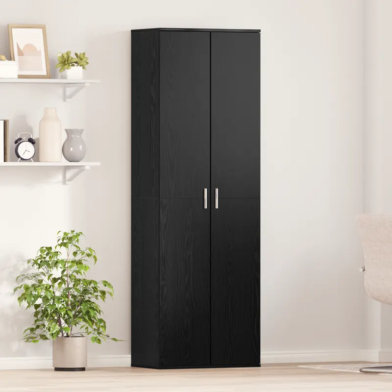 dulap inalt stejar negru 60x35x180 cm lemn prelucrat