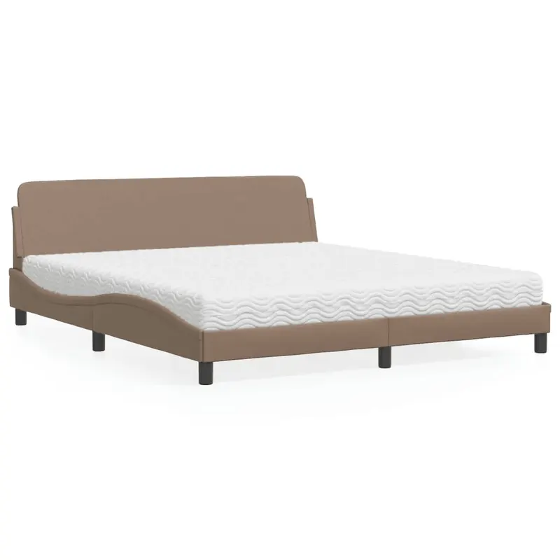 pat cu saltea, cappuccino, 180x200cm piele ecologica