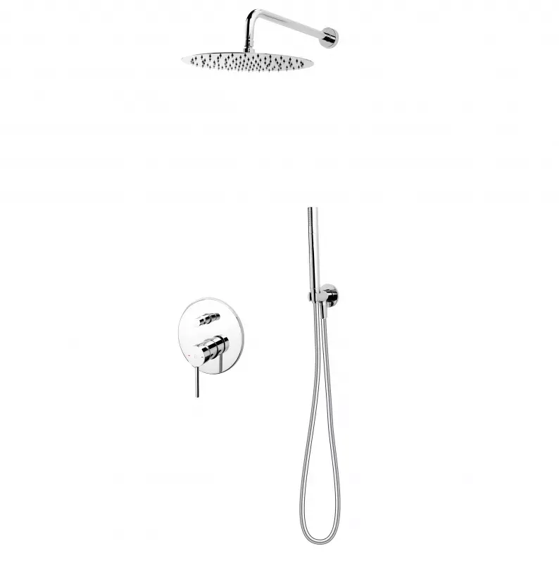 Sistem de dus Fdesign Flusso FD1-FLS-7PSET1-11, 1 2 , incastrat, 300 mm, 1 pulverizare, diverter, monocomanda, crom