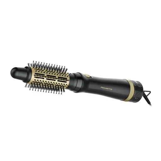 Perie cu aer cald Rowenta Express Style CF6330F0, 3 accesorii, invelis ceramic, cablu rotativ 360 , negru auriu