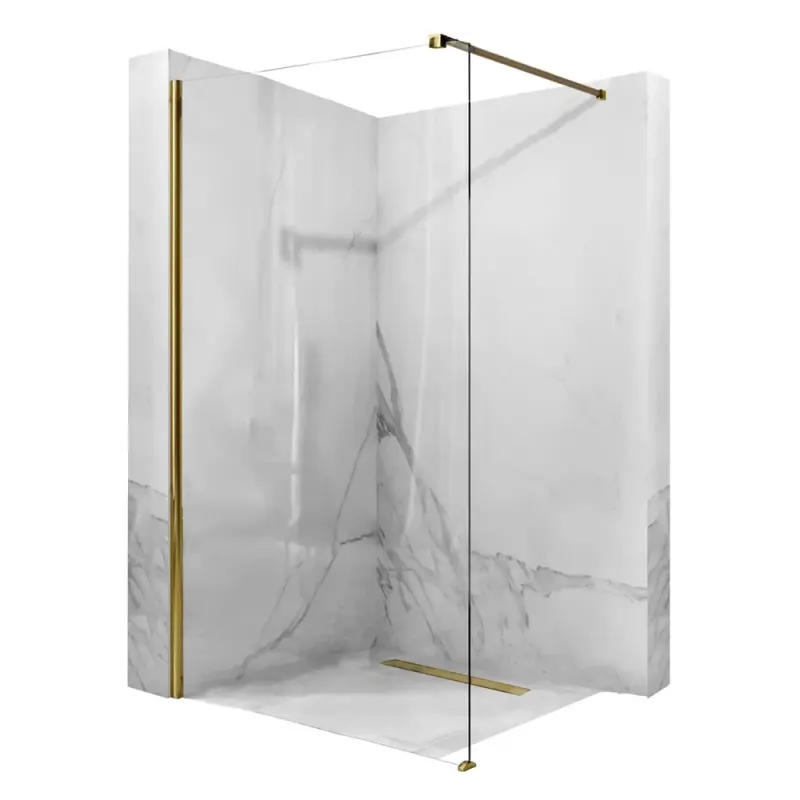 Paravan dus sticla securizata easy clean walk-in 120x200 cm, auriu periat, Mediterraneo Foxy