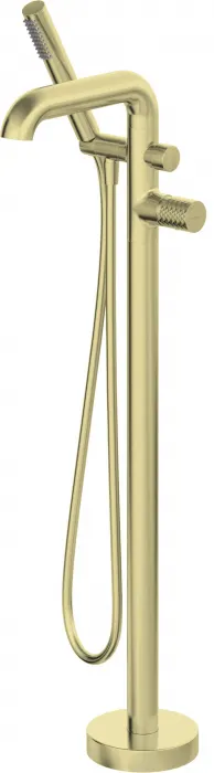 Baterie pentru cada freestanding, auriu periat, cu set de dus, Deante Silia Hexa
