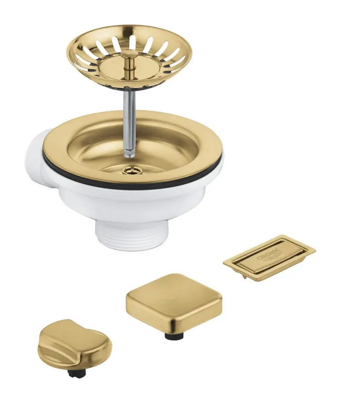 Evacuare chiuveta bucatarie Grohe, ornamente buton, prealin, auriu, 40996GN0
