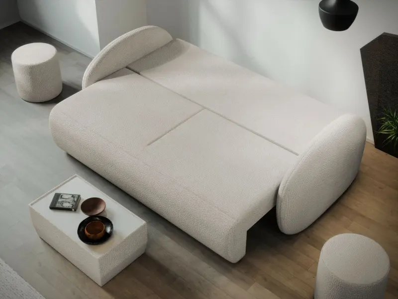 Canapea Ovelis 3 locuri extensibila plusata crem — imaginea 4