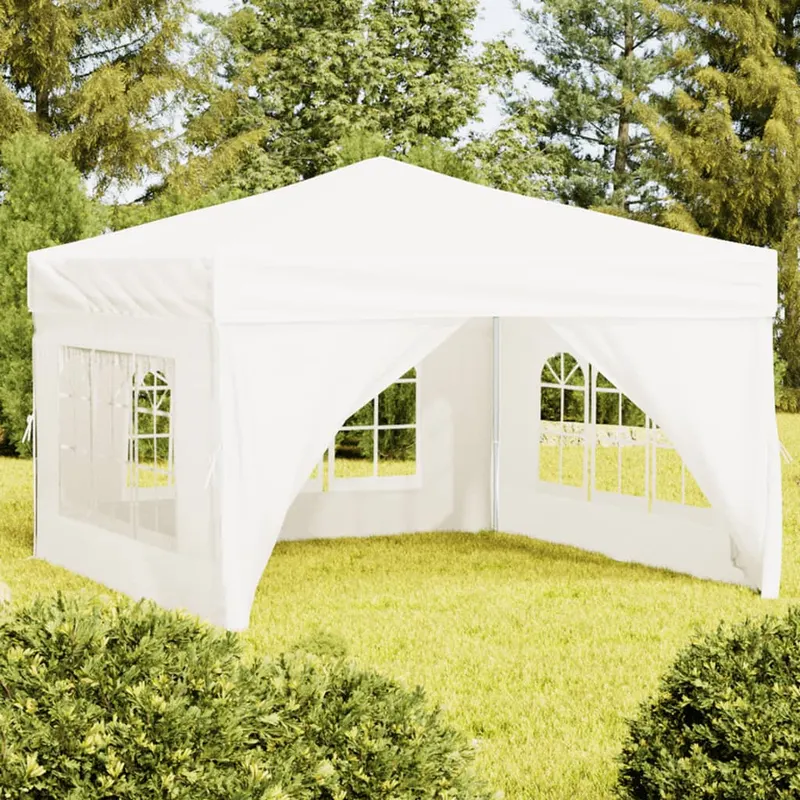 cort pliabil pentru petrecere, pereti laterali, alb, 3x3 m