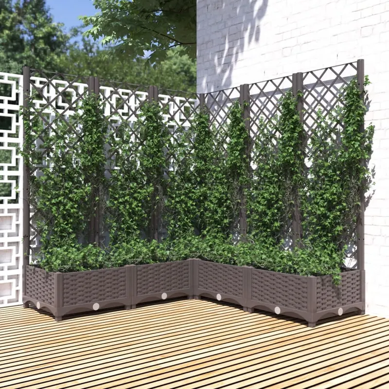 jardiniera de gradina cu spalier, maro, 120x120x121,5 cm, pp