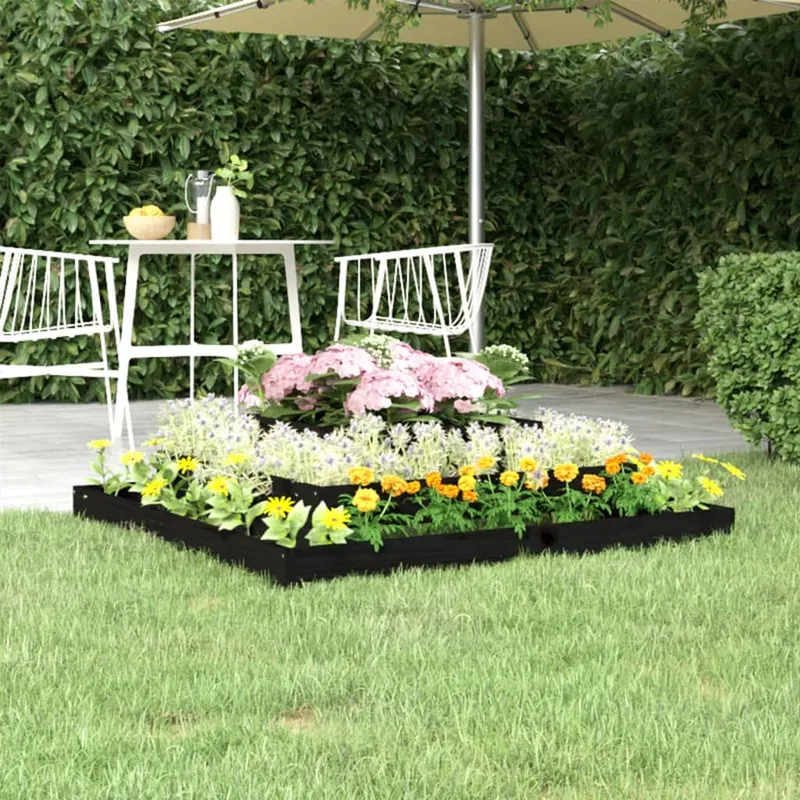 jardiniera, negru, 110x110x27 cm, lemn masiv de pin