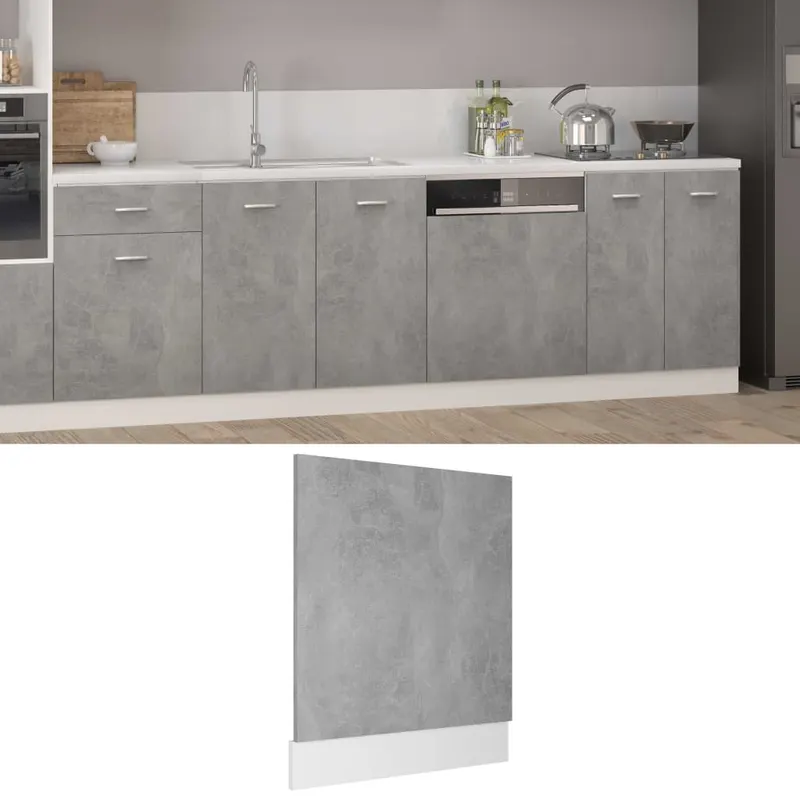 panou frontal masina spalat vase, gri beton, 59,5x3x67 cm lemn