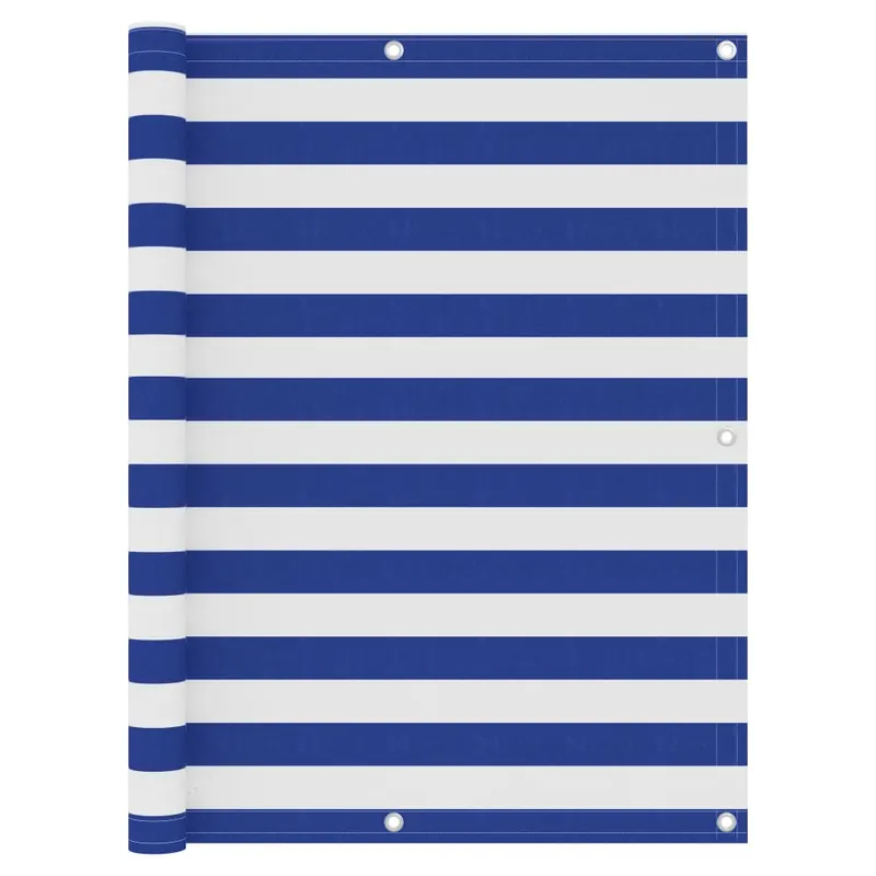 paravan de balcon, alb/albastru, 120 x 400 cm, tesatura oxford