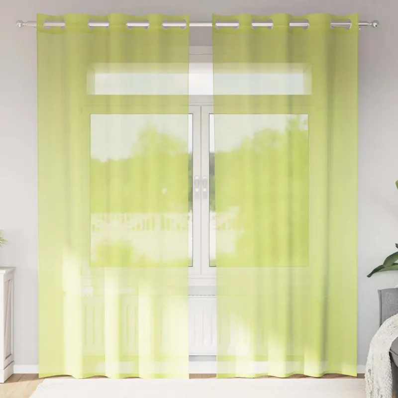 perdele voile cu oelii 2 buc verde mar 140x225 cm