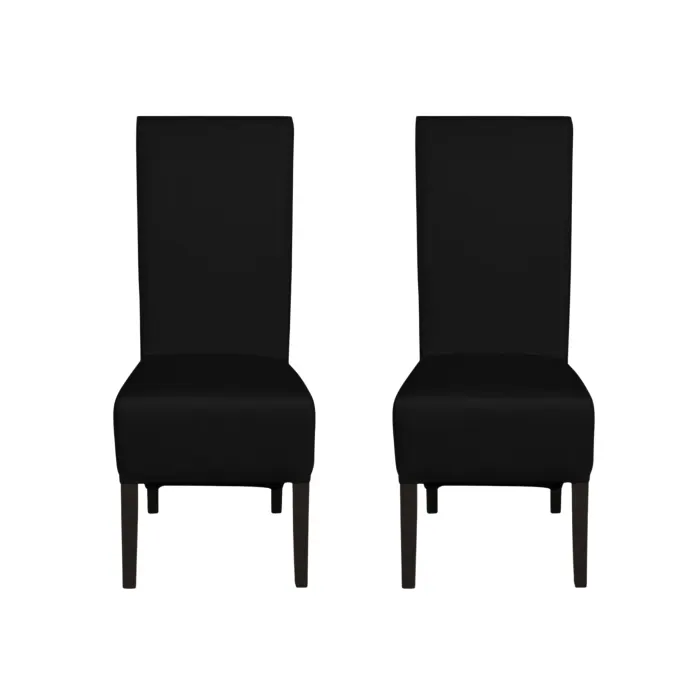 Set 2 scaune living VANESSA, picioare lemn wenge, piele ecologica negru, 47x60x110 cm