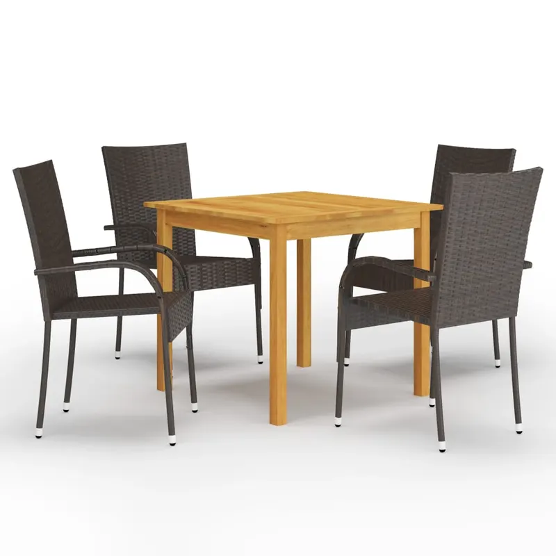 set mobilier de gradina, 5 piese, maro