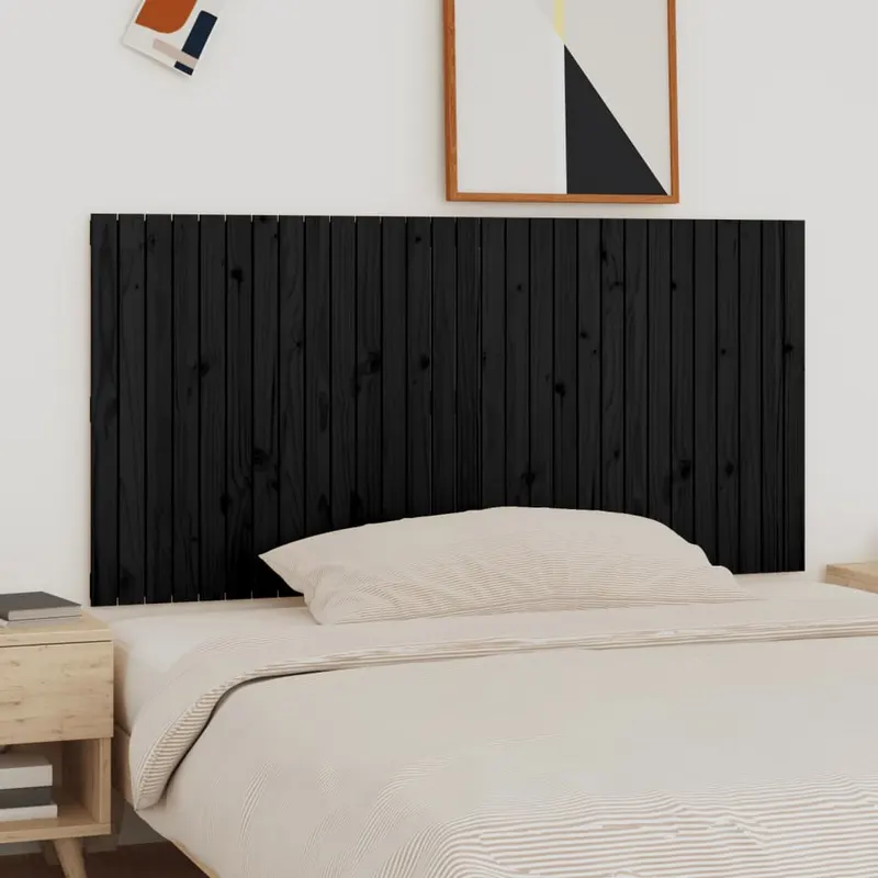 tablie de pat pentru perete, negru, 185x3x90 cm, lemn masiv pin