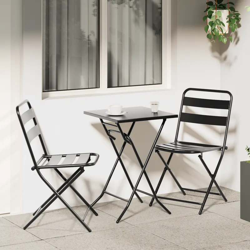 set bistro pliabil 3 piese antracit otel