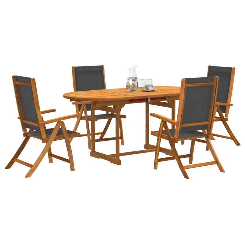set mobilier de gradina, 5 piese, lemn masiv acacia/textilena