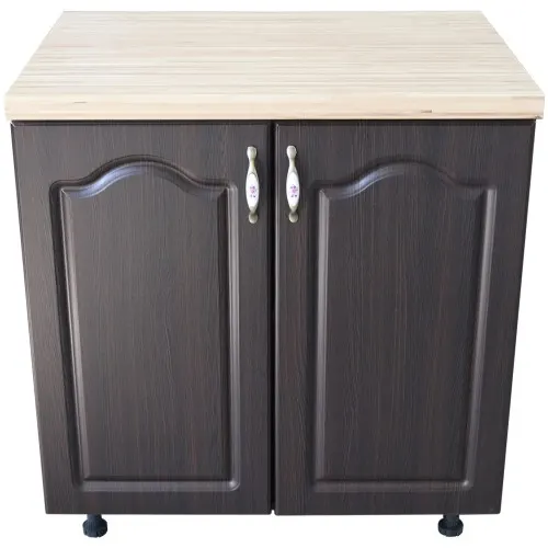Masca pentru chiuveta cu 2 usi 80 cm Zebra, wenge/MDF Wenge Mustata, cu blat Artar, 80 x 85 x 60 cm