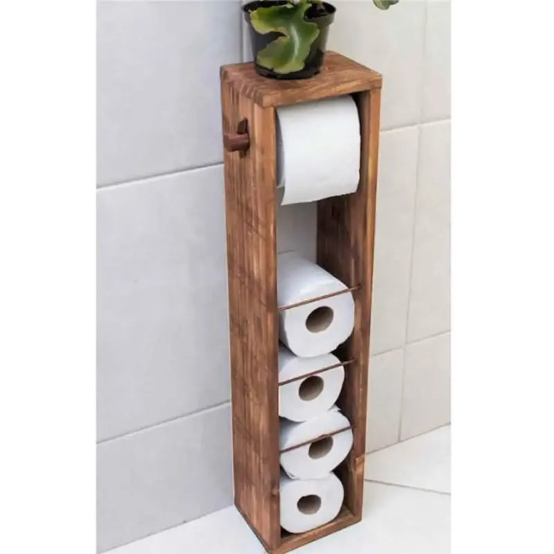 Stand suport toaleta, Estetik , 65x15 cm, lemn natur