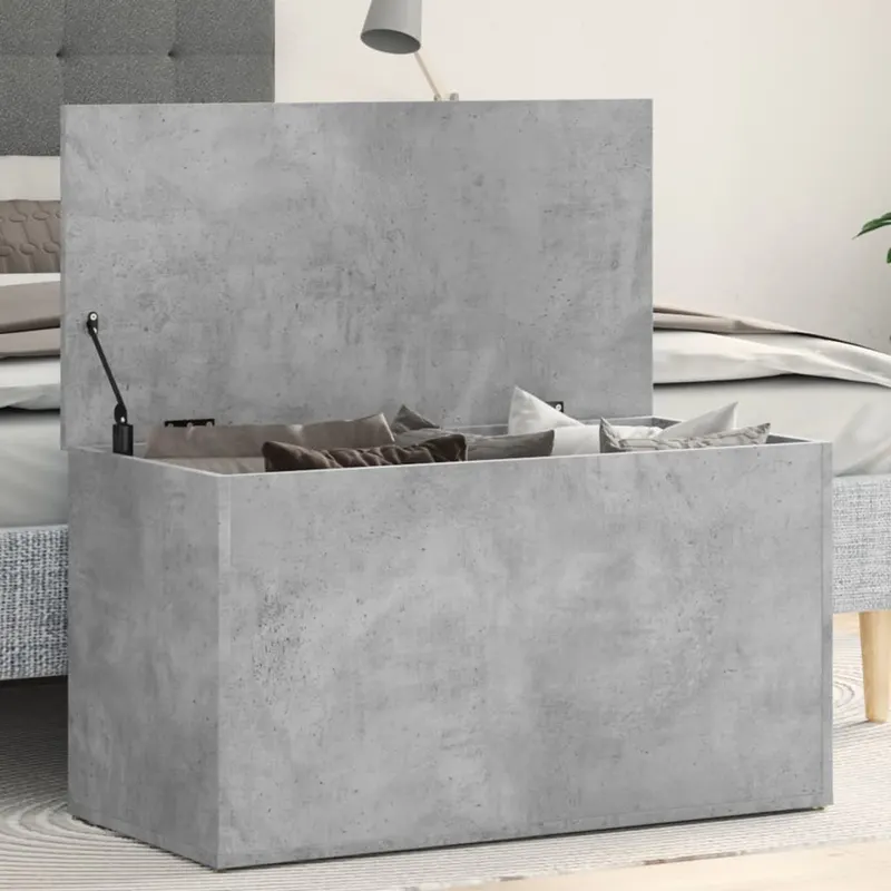 cufar de depozitare, gri beton, 84x42x46 cm, lemn compozit