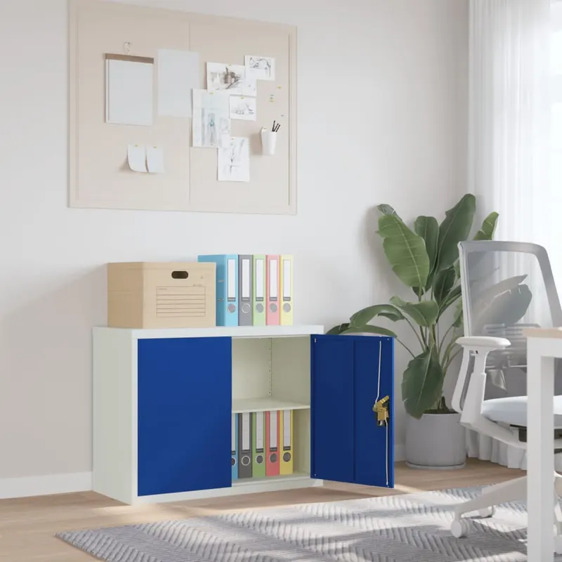 fiset, gri deschis si albastru, 90x40x70 cm, otel