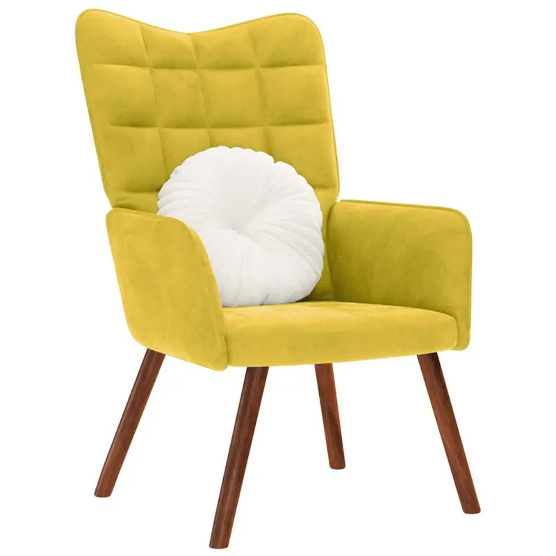 scaun de relaxare catifea galbena