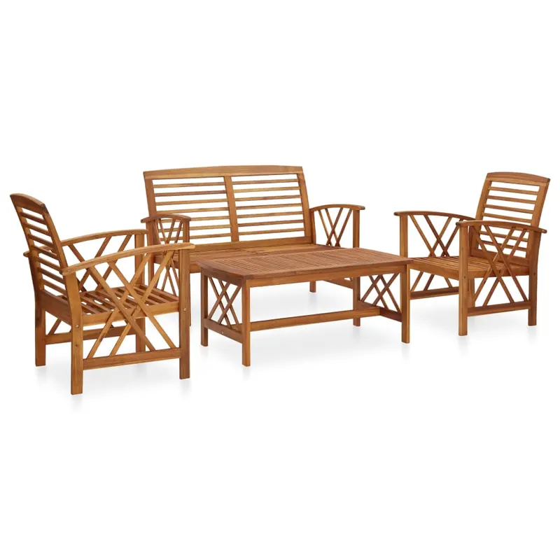 Set mobilier de gradina, 4 piese, lemn masiv de acacia