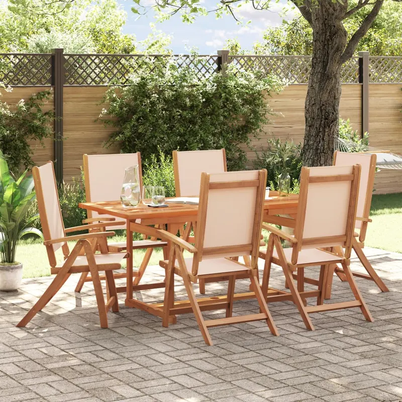 Set mobilier de gradina, 7 piese, lemn masiv acacia/textilena