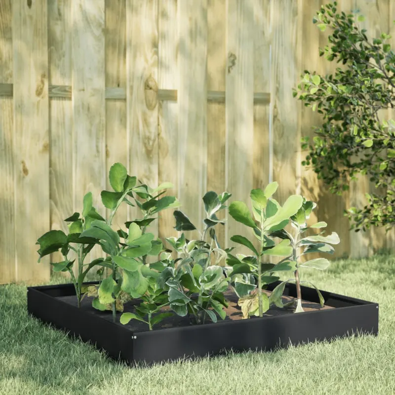 strat inaltat de gradina, negru, 100x100x26 cm, otel