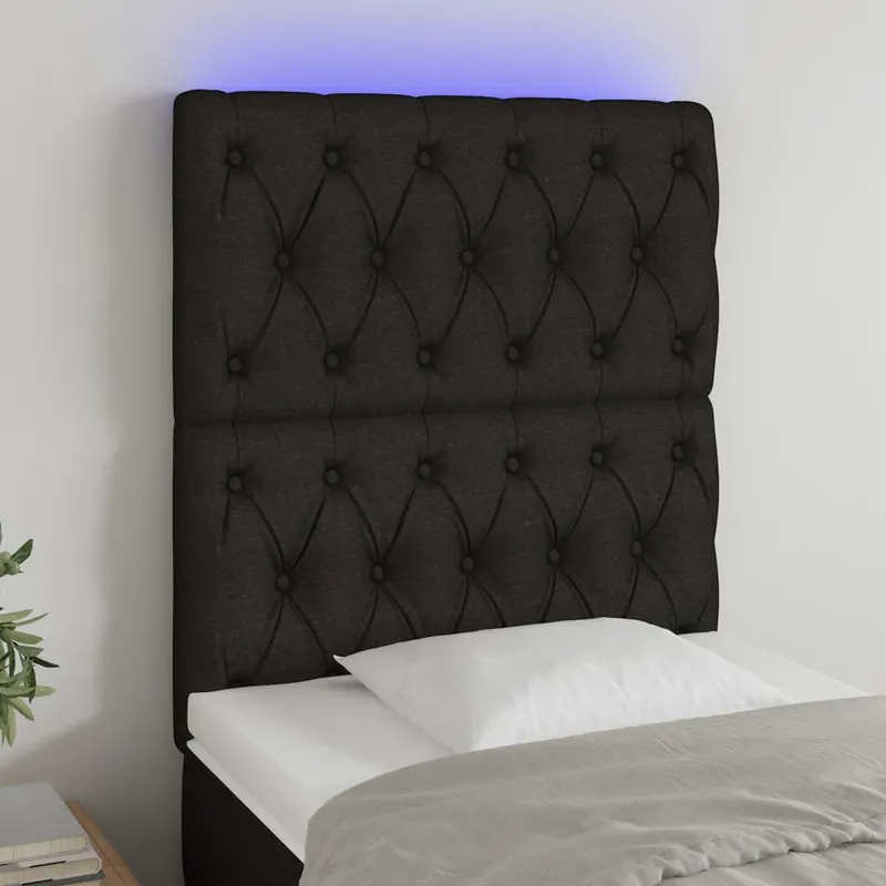 tablie de pat cu led, negru, 80x7x118/128 cm, textil