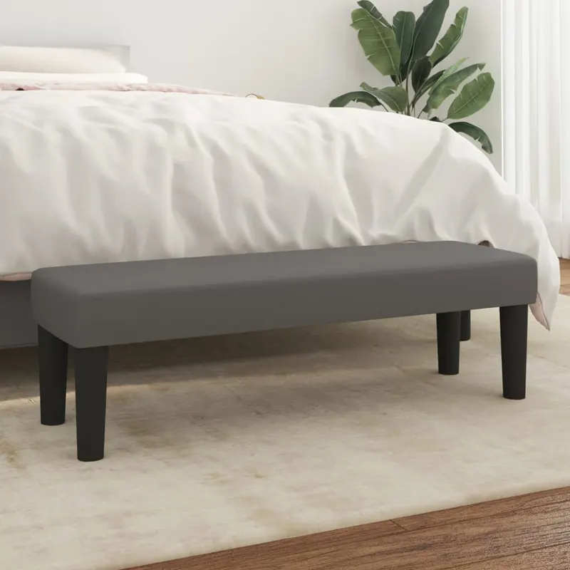 banca, gri, 100x30x30 cm, piele ecologica