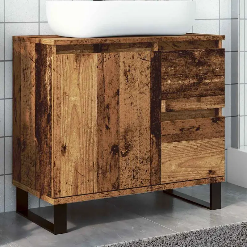 Dulap chiuveta baie, lemn vechi, 65x33x60 cm, lemn prelucrat