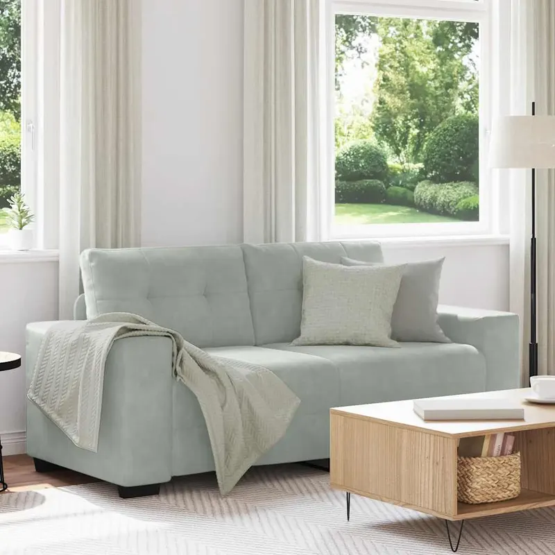 canapea loveseat gri deschis 140 cm catifea