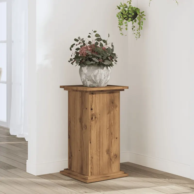 suport de plante stejar artizanal, 33x33x60 cm, lemn prelucrat