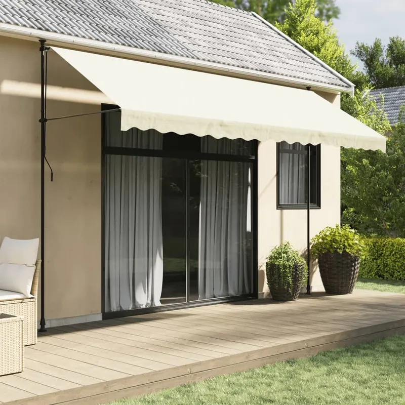 copertina retractabila, crem, 400x150 cm, tesatura si otel