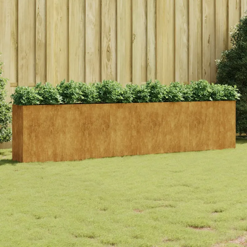 strat inaltat de gradina, 360x40x80 cm, otel corten