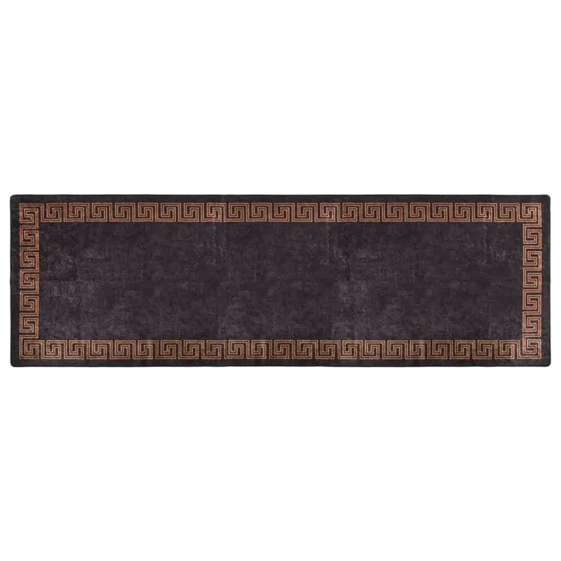 covor lavabil, negru si auriu, 80x300 cm, antiderapant