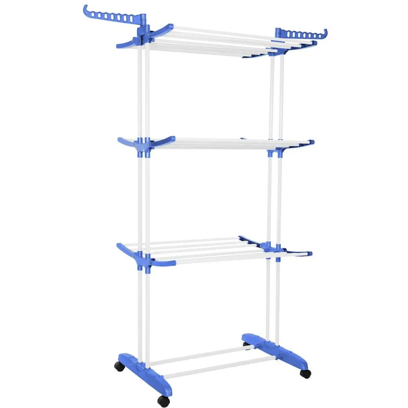 Uscator vertical rufe mobil pliabil 2 umerase incluse, 75x57x170 cm, maxim 15 kg, argintiu